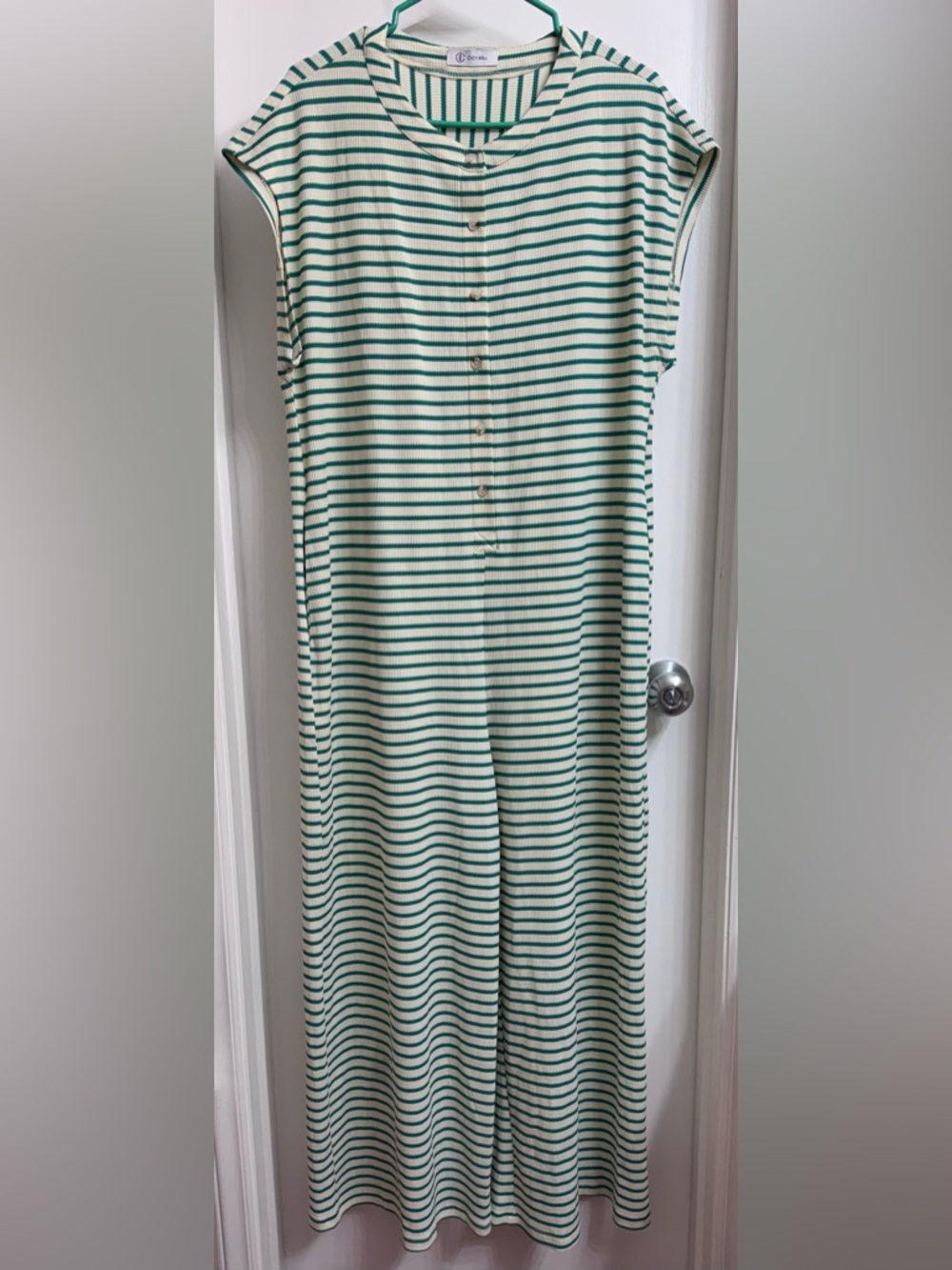 CICY BELL Women’s Sleeveless Green Stripe Wide-Leg Jumpsuit, New Size XL - Picture 3 of 16
